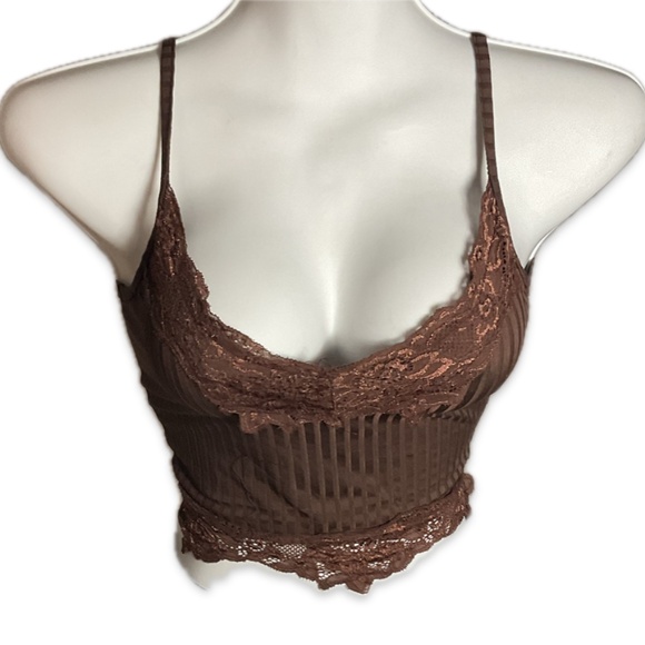 Tops - Brown Lacy Crop Top